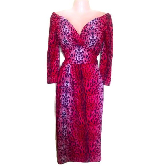 NWT NEW Vixen Micheline Pitt Pink Leopard Dress belt Scarf size small - Picture 4 of 8